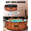 image:imageBeyond Marina Inflatable Hot Tub Portable Spa 6 Person Hot Tub with Bubble Massage System for Home and Personal Relaxation Drop Stitch Construction Foam Mats Wood Grain6 Person